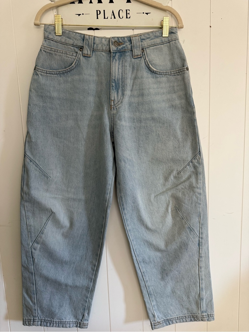 Zara Cropped Mid Waist Relaxes Fit Wide Leg Barrel